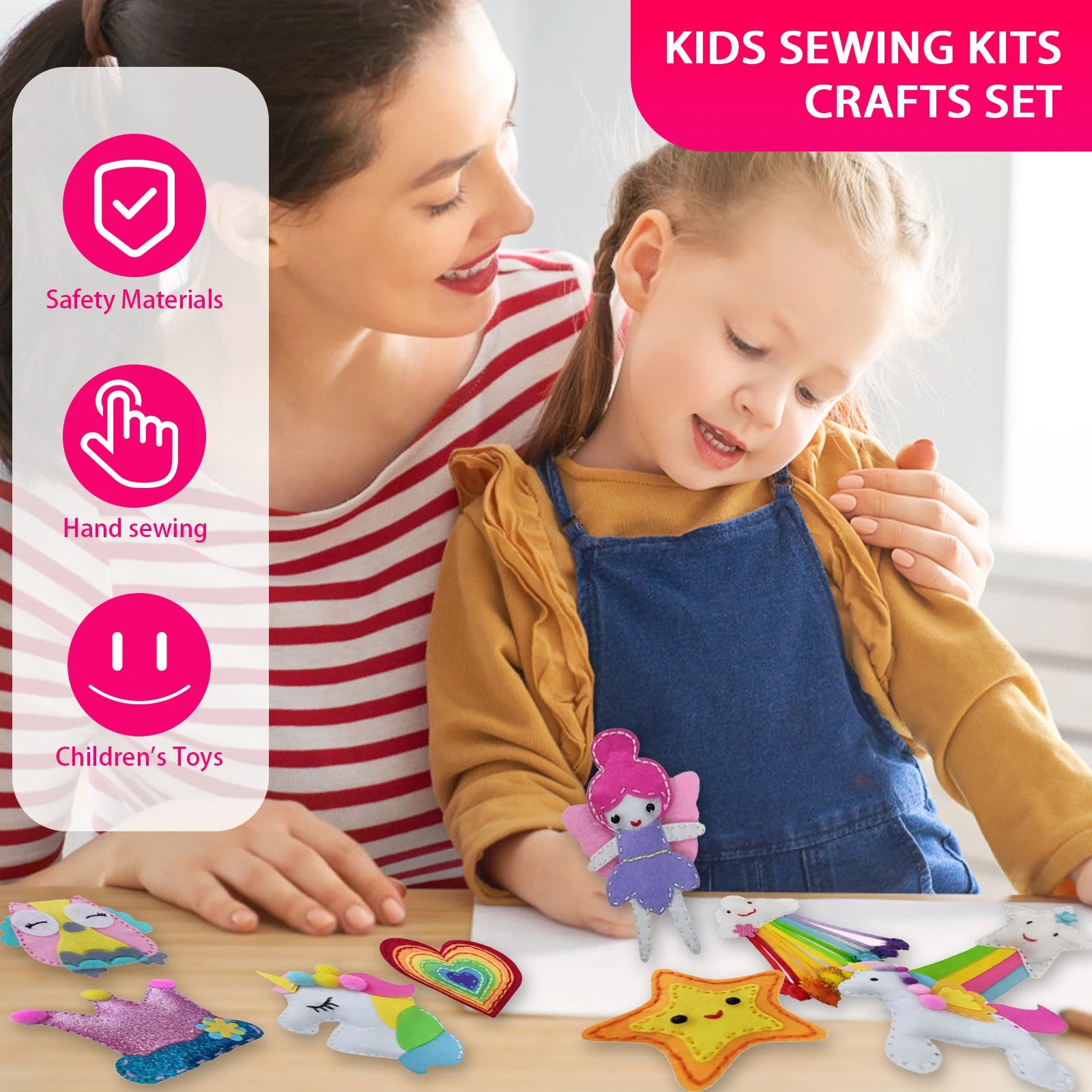 9/8/5Pcs Kids Sewing Kit DIY Felt Sewing Craft Kit Preschool Educational Toy Plush Animals For Kids Beginners Art Christmas Gift