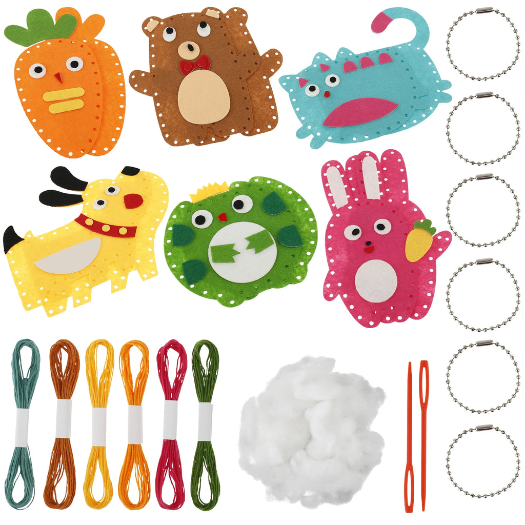 6PCS Sewing Kit for Kids Cute Animal Sewing Craft Set for Beginners DIY Crafting Felt Sewing Kit for Boys Girls Christmas Gifts