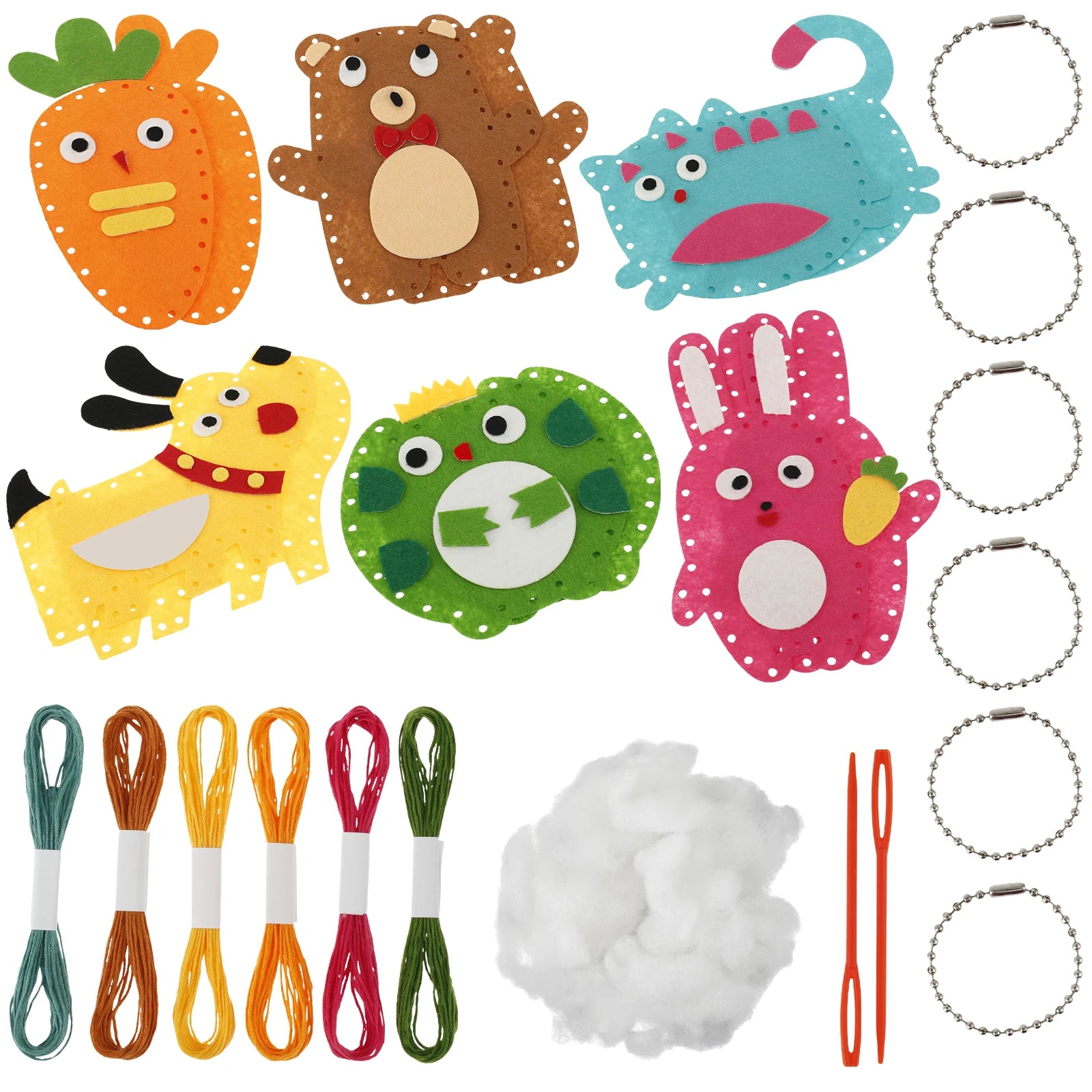6PCS Sewing Kit for Kids Cute Animal Sewing Craft Set for Beginners DIY Crafting Felt Sewing Kit for Boys Girls Christmas Gifts