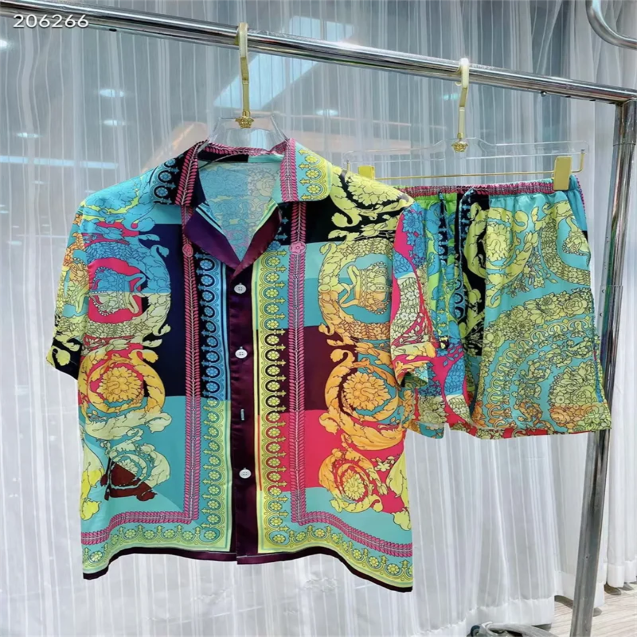 3D printed Beach Short Sleeved Shirt Shorts Set