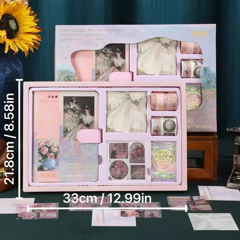 Vintage Notebook Diary Set Heart Thickened Exquisite Literary Diary - Oil Painting Series Diary Gift Box