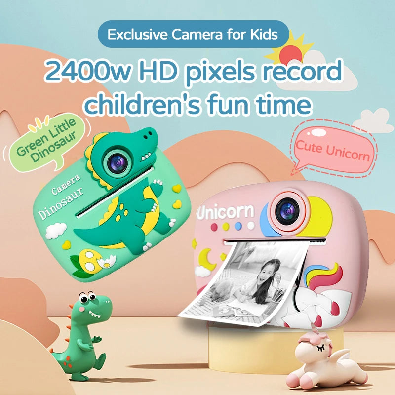 Birthday Gift Set Kids Photo Digital Camera Printer with Games Mini Digital Video Child Instant Print Camera Girl Boy Christmas