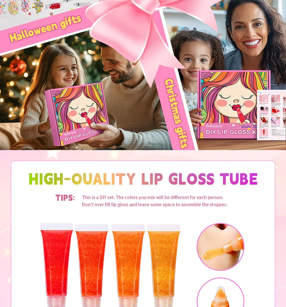 Kids DIY Lip Gloss Making Kit Creative Fun Makeup Set With Multiple Colors Easy To Use Tools Perfect Gift For Children