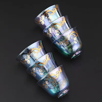 Colorful Glass Teacup Set