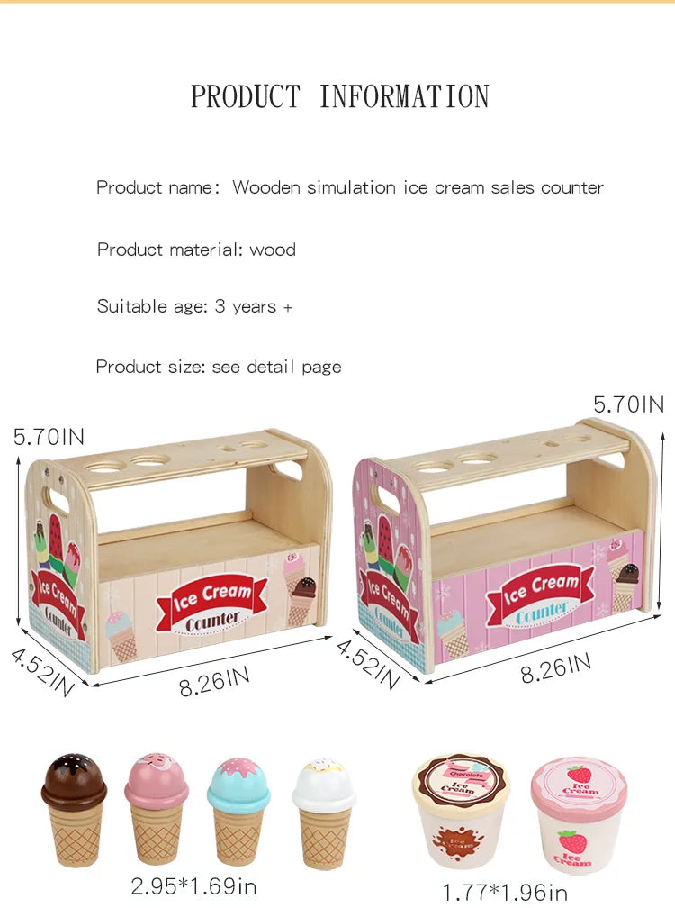 Ice Cream Cart Toy Set - Includes Ice Cream Cones Ice Cream Scoop And Toppings - Perfect Gift For Pretend Play Party Games