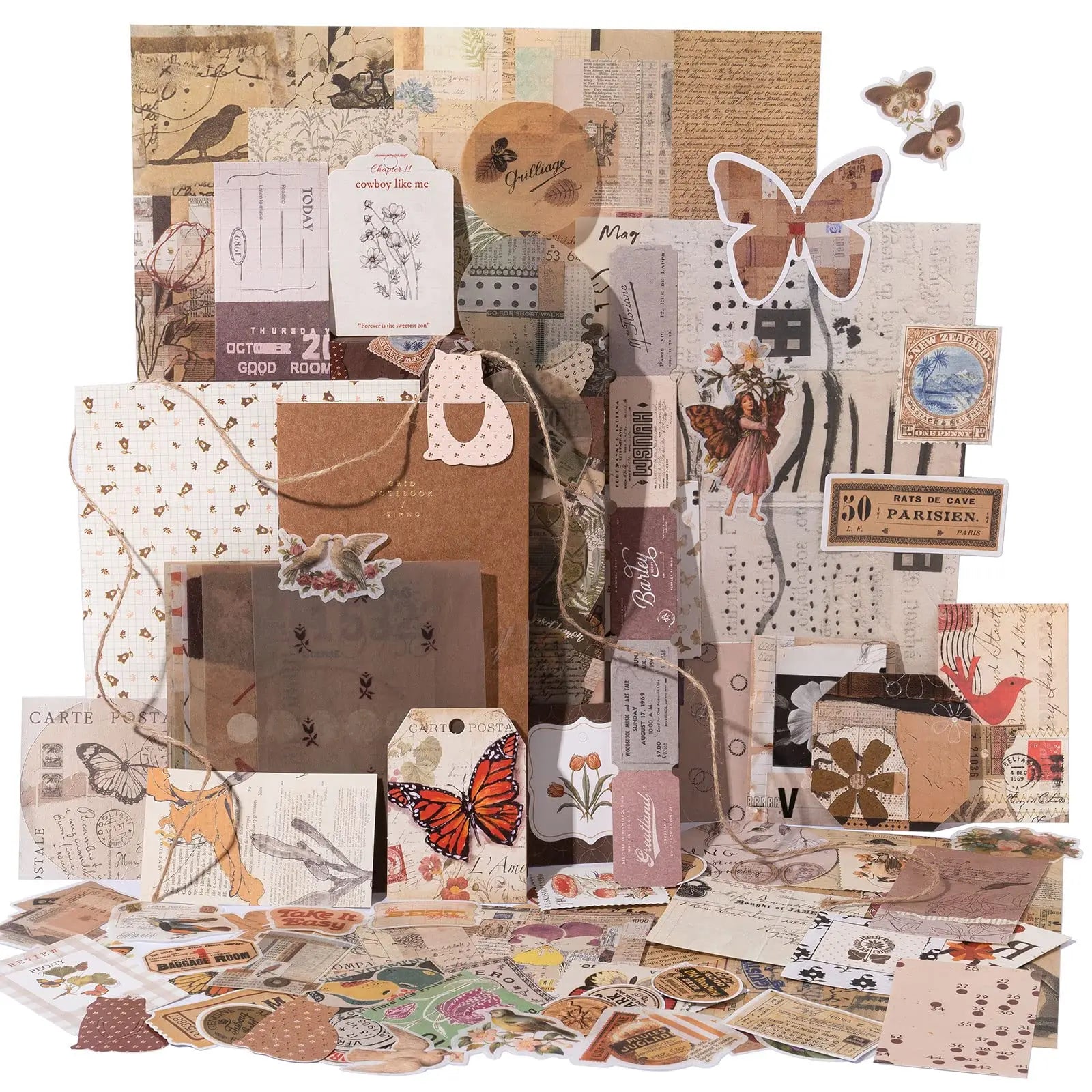 Vintage Scrapbooking Kit with Quote Stickers Gift Set