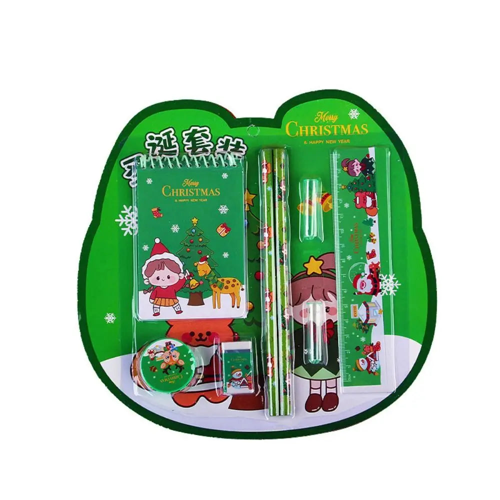 Student Gift Box Christmas Stationery Set Memo Pads Ruler Christmas Pencils Eraser Pencil Kids Christmas Stationery Gifts