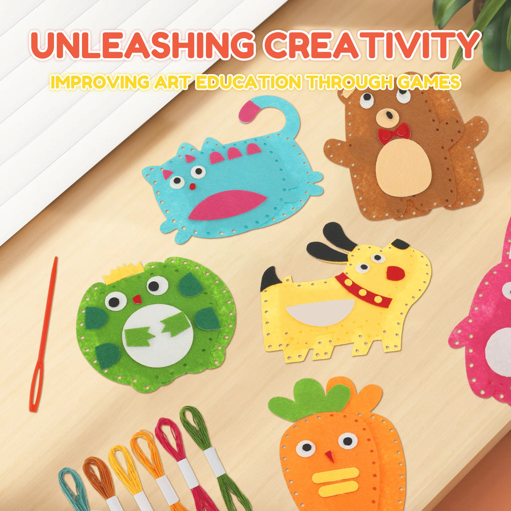 6PCS Sewing Kit for Kids Cute Animal Sewing Craft Set for Beginners DIY Crafting Felt Sewing Kit for Boys Girls Christmas Gifts