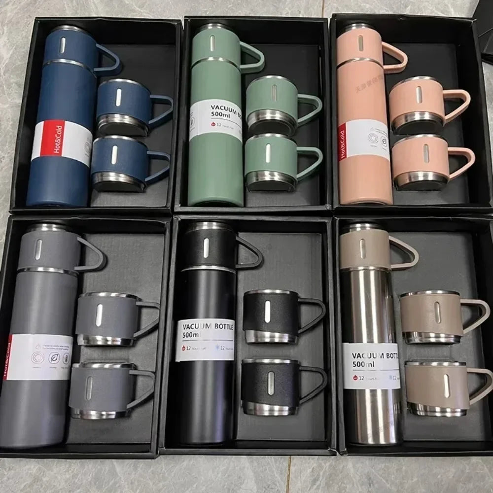 500 ML Stainless Steel Vacuum Flask Gift Set