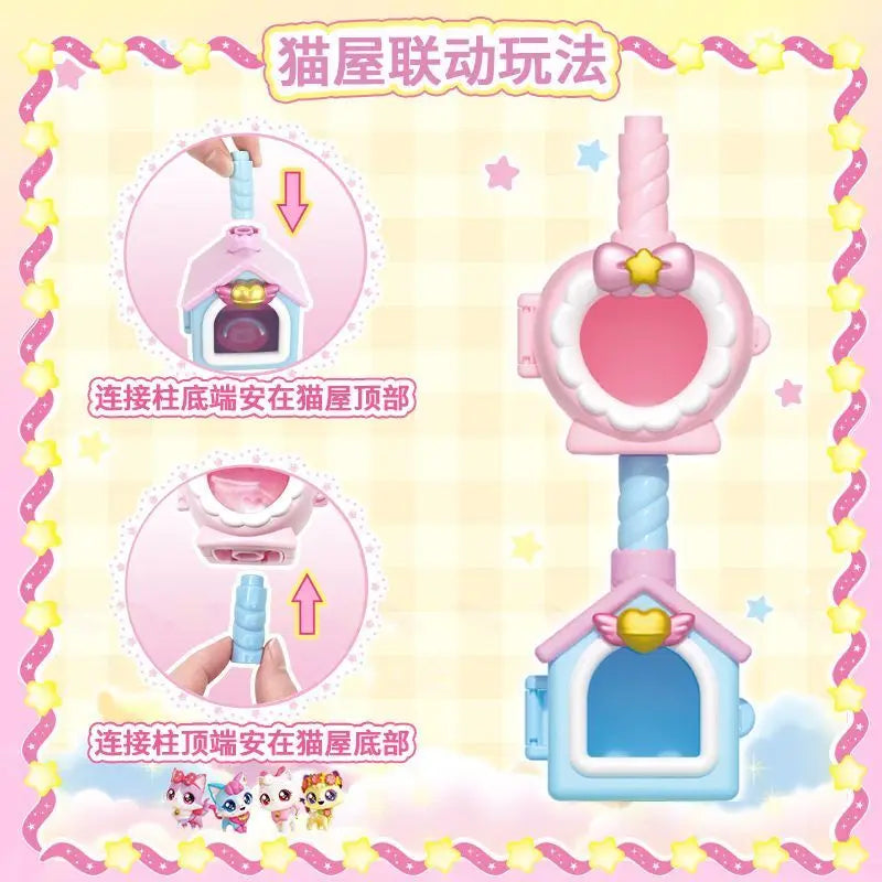 Wishful Meow Cat Toy Set For Little Girls Birthday Gift Pretend Play Heart Cat Dollhouse Accessories Complete Set
