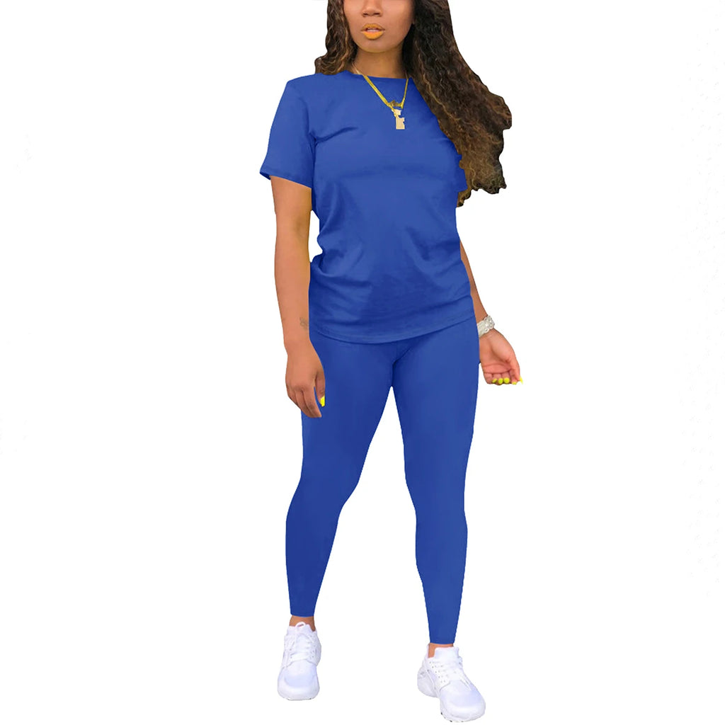 Two Piece Outfits for Women Summer Short Set 2 Piece Outfits Jogger Track Suits Sweatsuits for Women Short Sleeve