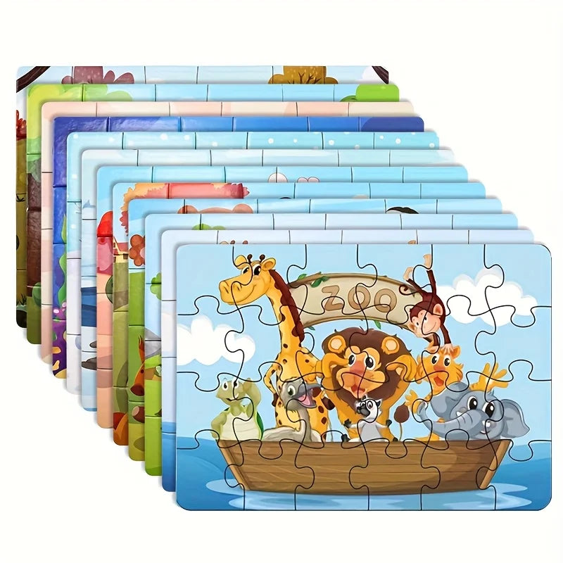 Kid's educational puzzles 12 sets, Kid's primary 24PCS learning and educational puzzle toys, Christmas/birthday gifts