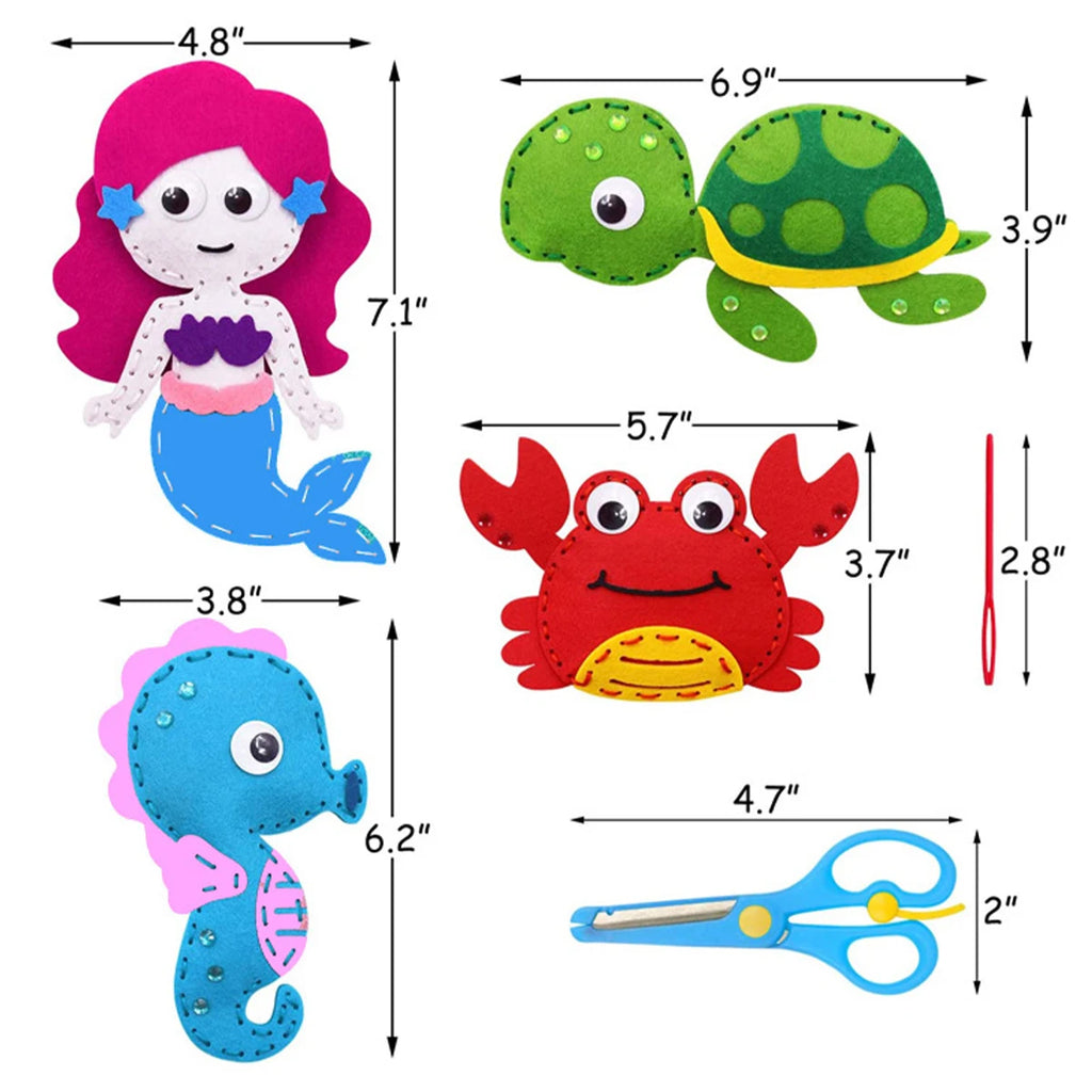 9/8/5Pcs Kids Sewing Kit DIY Felt Sewing Craft Kit Preschool Educational Toy Plush Animals For Kids Beginners Art Christmas Gift