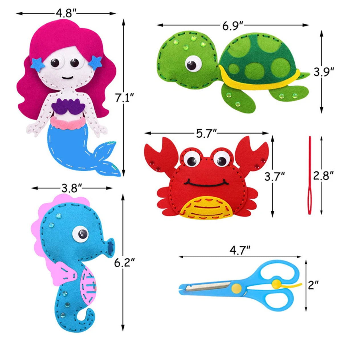 9/8/5Pcs Kids Sewing Kit DIY Felt Sewing Craft Kit Preschool Educational Toy Plush Animals For Kids Beginners Art Christmas Gift