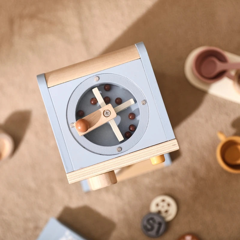 Kids Kitchen Toy Set Wooden Coffee Maker Set Simulation Cookie Maker Kit Pretend Play Educational Toy Block Educational Toy Gift
