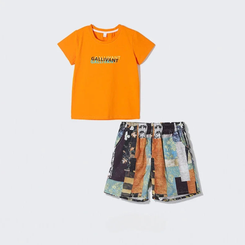 Family Matching Sets Mom Daughter Pants and T Shirt 2 Pieces Suit Dad Son Tops Shorts Two Piece Outfits Parent-child Clothing