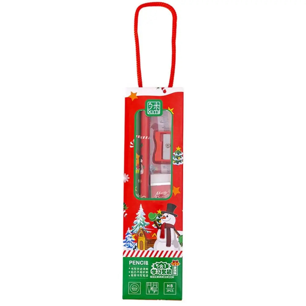 Student Gift Box Christmas Stationery Set Ruler Memo Pads Christmas Pencils Eraser Pencil Kids Christmas Stationery Gifts