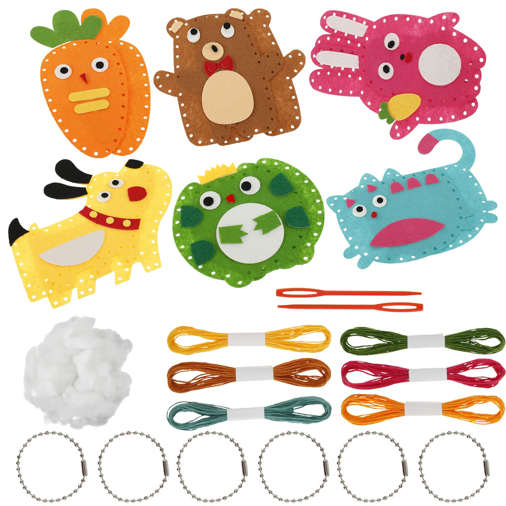 6PCS Sewing Kit for Kids Cute Animal Sewing Craft Set for Beginners DIY Crafting Felt Sewing Kit for Boys Girls Christmas Gifts