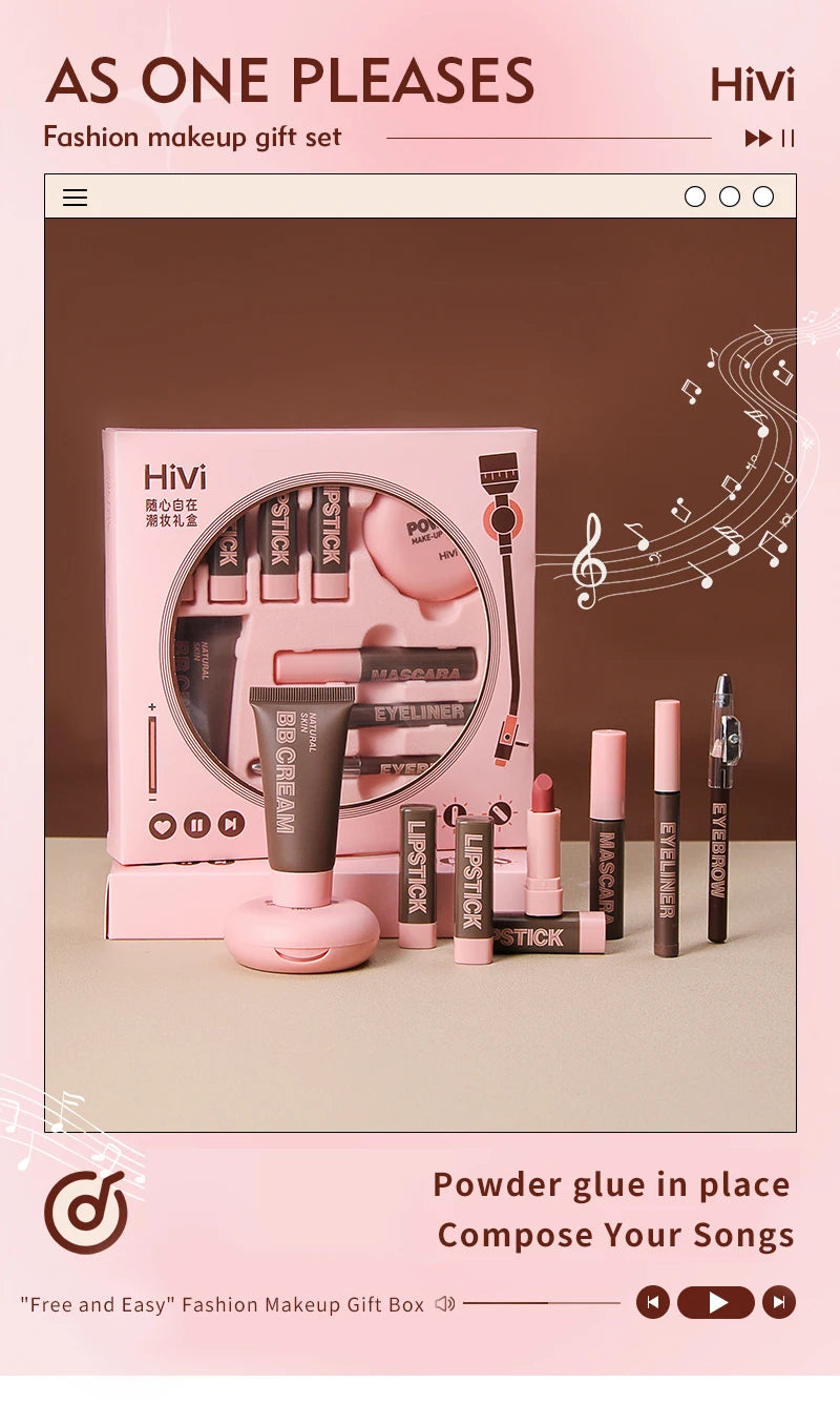 Gift Box 9-piece Lipstick Powder Mascara Eyebrow Pencil Set