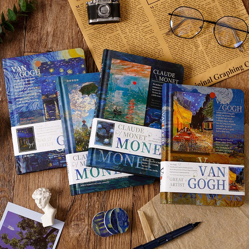 Vintage Handbook Gift Box for Students And Teachers Van Gogh Monet Oil Painting Art Handbook Material Set