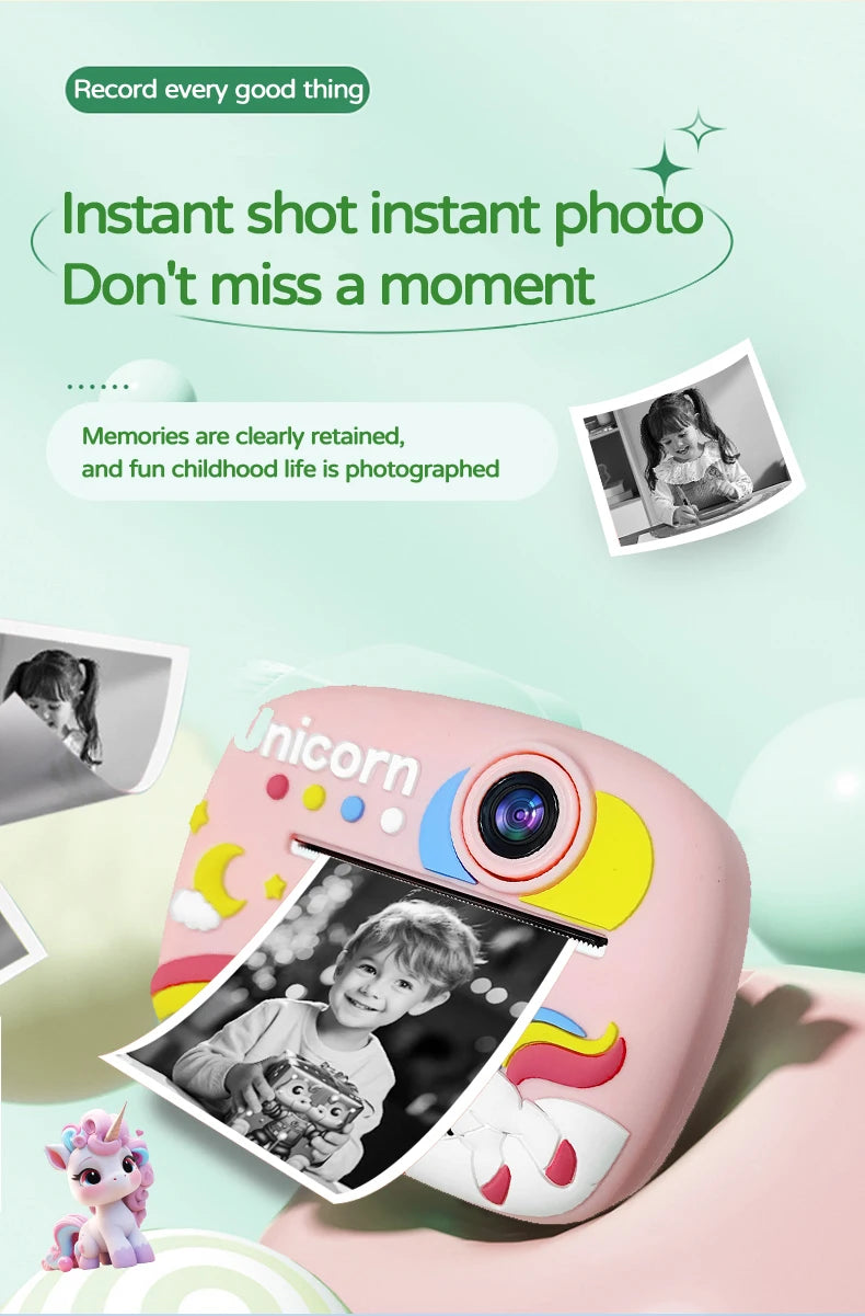 Birthday Gift Set Kids Photo Digital Camera Printer with Games Mini Digital Video Child Instant Print Camera Girl Boy Christmas