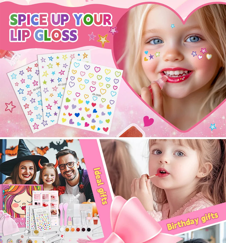 Kids DIY Lip Gloss Making Kit Creative Fun Makeup Set With Multiple Colors Easy To Use Tools Perfect Gift For Children