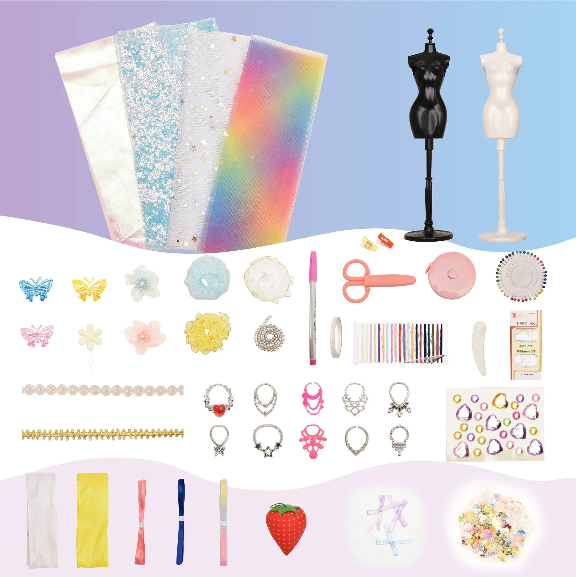 Fashion Design Set Sewing Kit for Kids DIY Princess Dress Clothing Set Handmade Design Kit DIY Toy Collector Gift for Girls