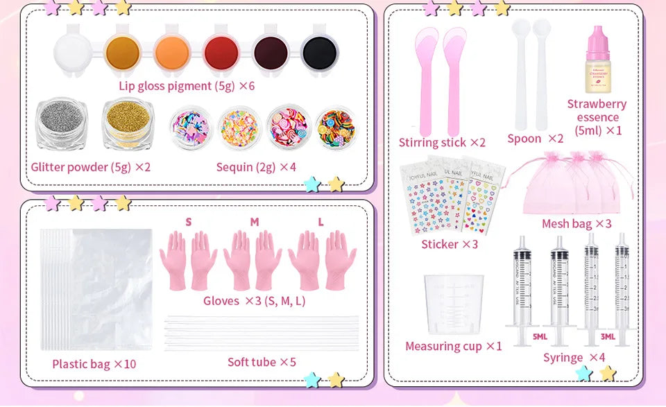 Kids DIY Lip Gloss Making Kit Creative Fun Makeup Set With Multiple Colors Easy To Use Tools Perfect Gift For Children