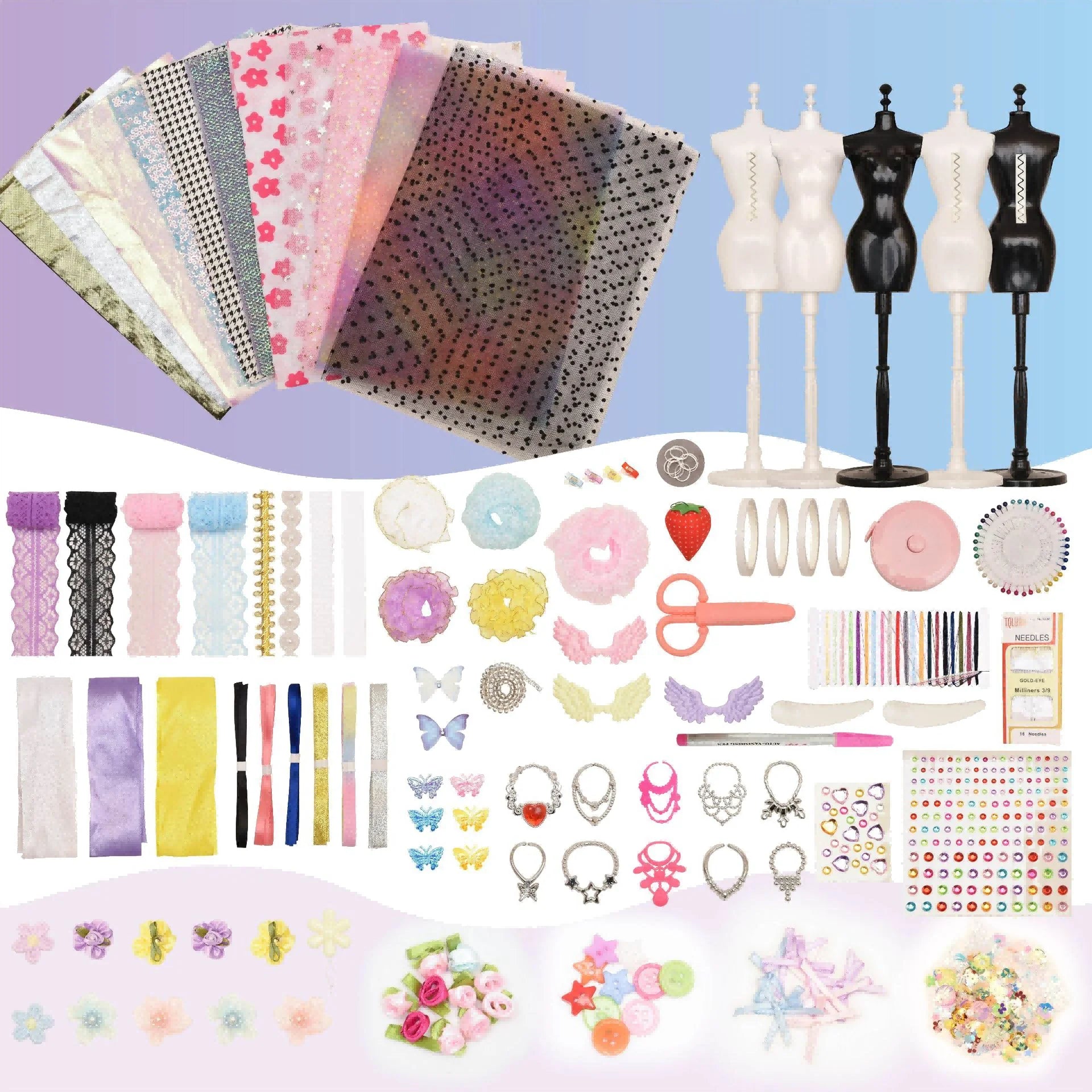 Fashion Design Set Sewing Kit for Kids DIY Princess Dress Clothing Set Handmade Design Kit DIY Toy Collector Gift for Girls