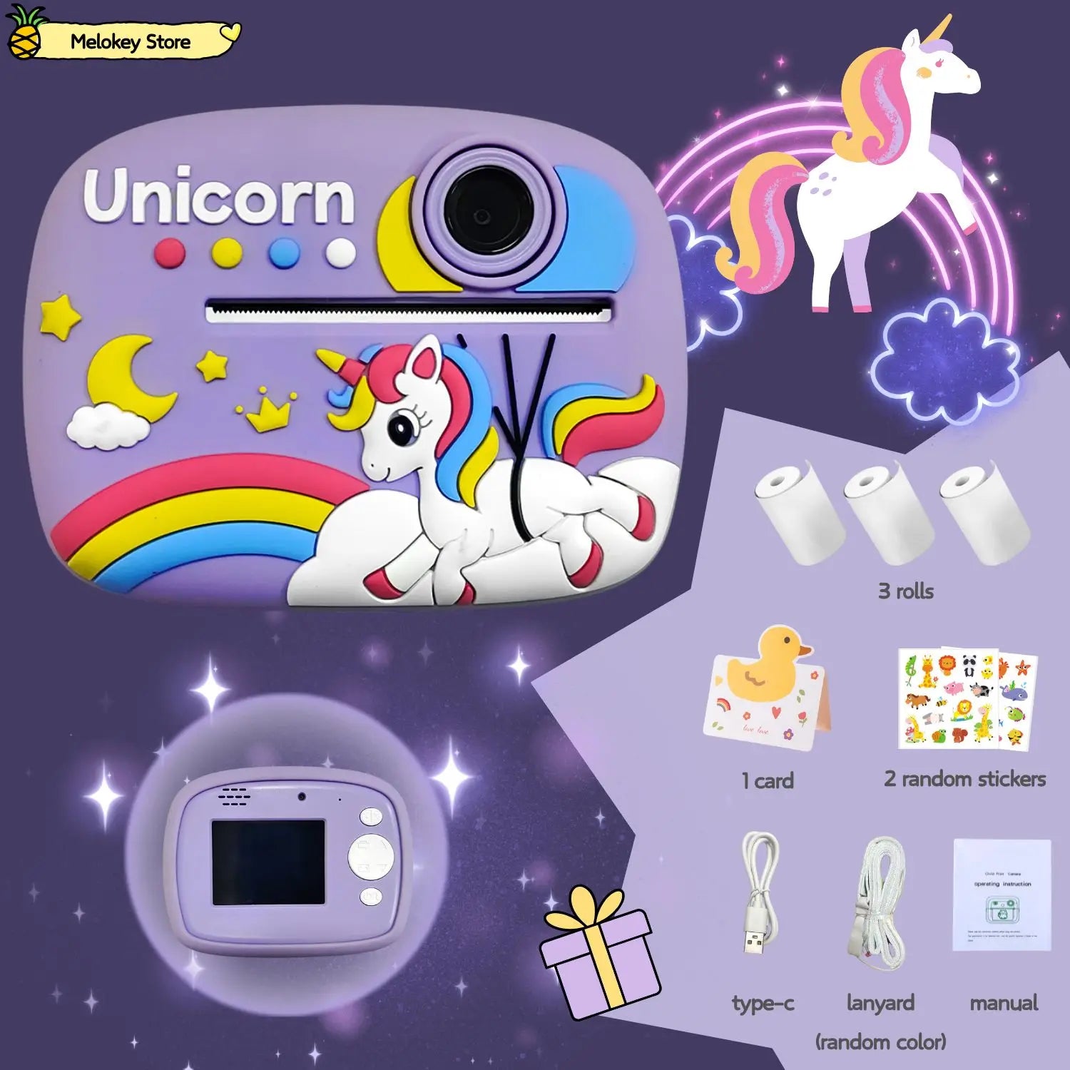 Birthday Gift Set Kids Photo Digital Camera Printer with Games Mini Digital Video Child Instant Print Camera Girl Boy Christmas