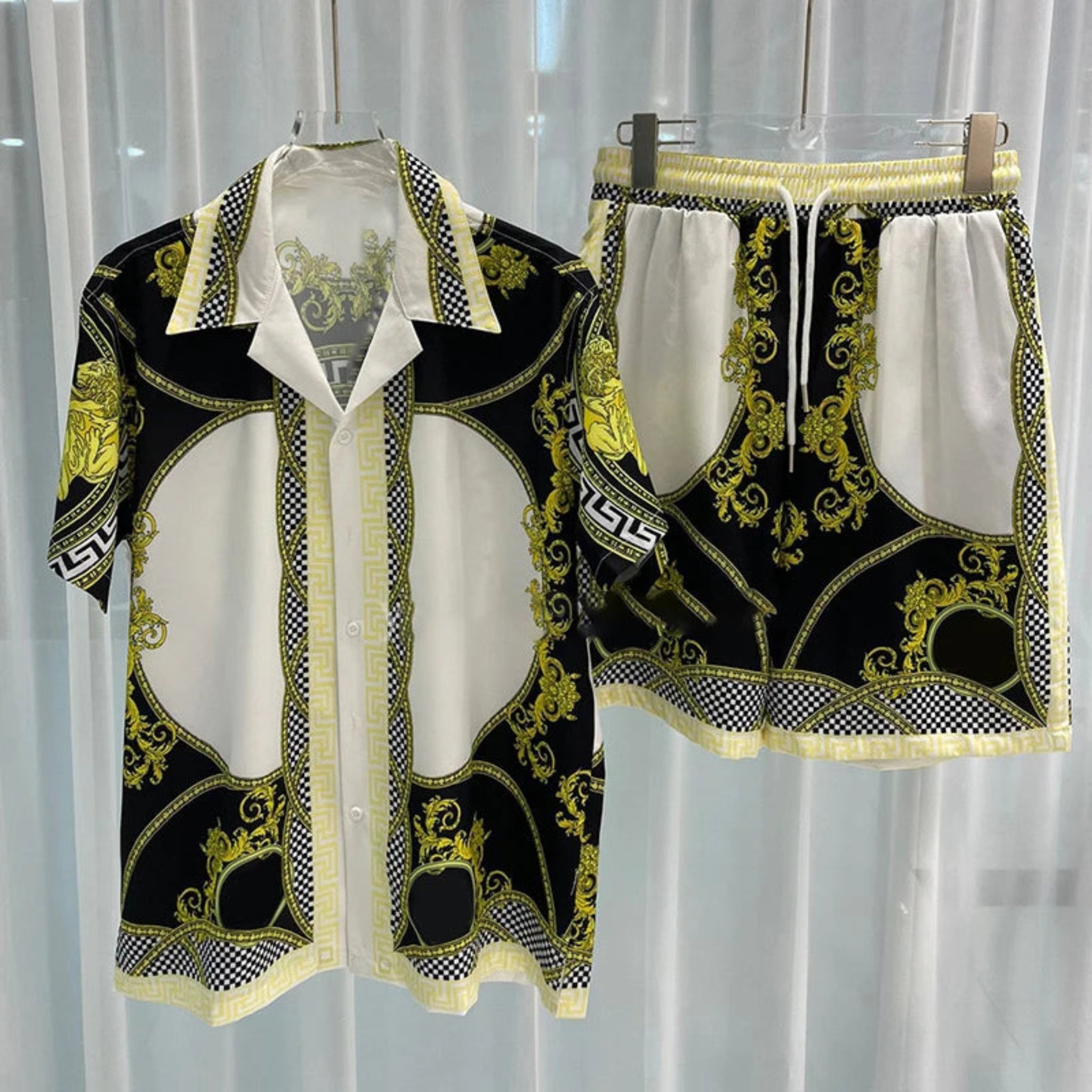 3D printed Beach Short Sleeved Shirt Shorts Set