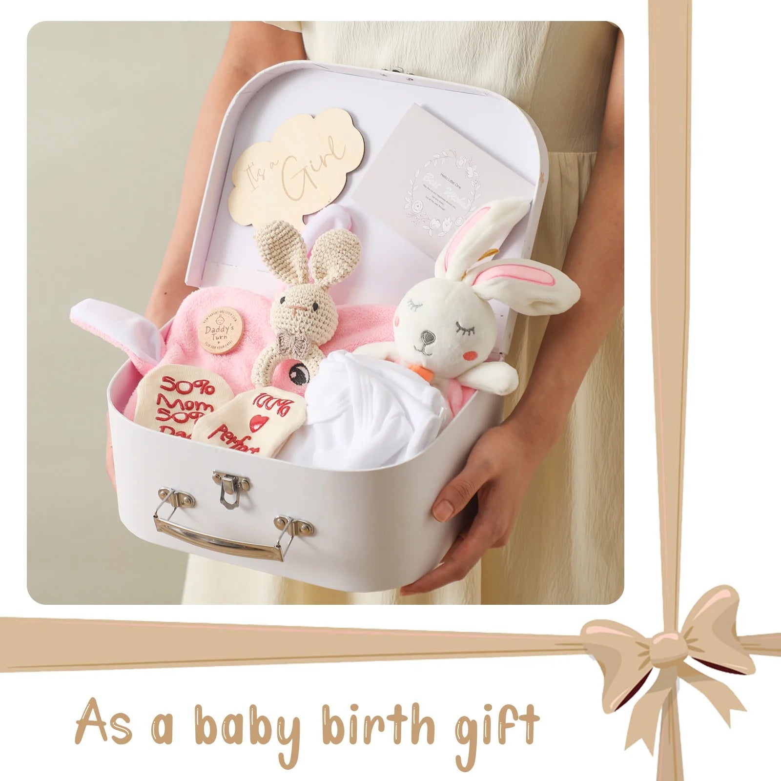 Premium Baby Girl Gift Basket Set - Perfect for Baby Shower Baby Birth, Includes Clothes, Toys & More Photography Accessories