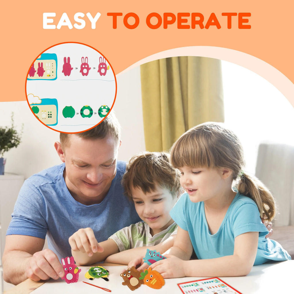 6PCS Sewing Kit for Kids Cute Animal Sewing Craft Set for Beginners DIY Crafting Felt Sewing Kit for Boys Girls Christmas Gifts