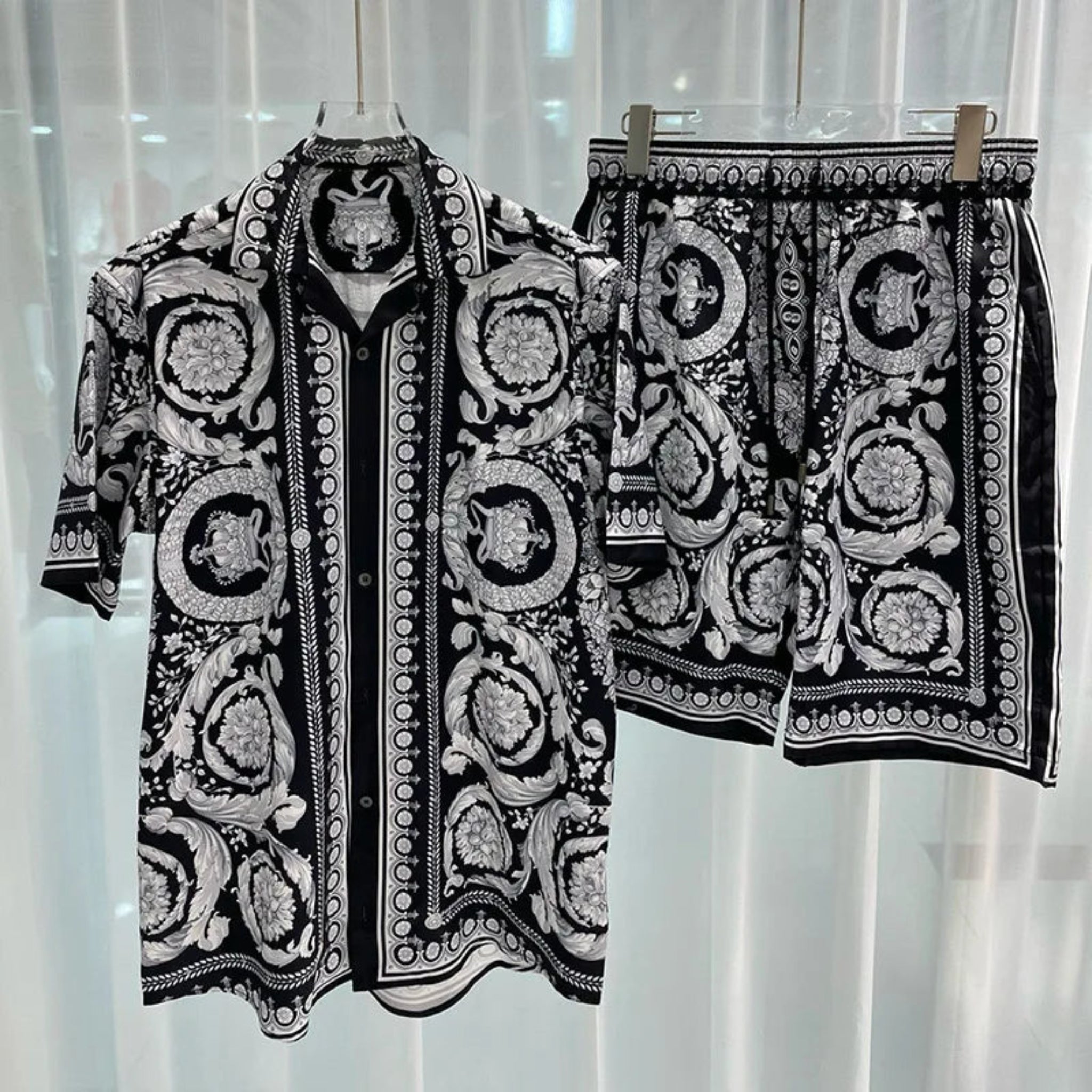 3D printed Beach Short Sleeved Shirt Shorts Set