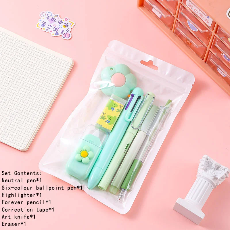 Stationery Set 7-Piece Gift Packs High Value Students Opening Graduation Gift Learning Stationery Companion Gift