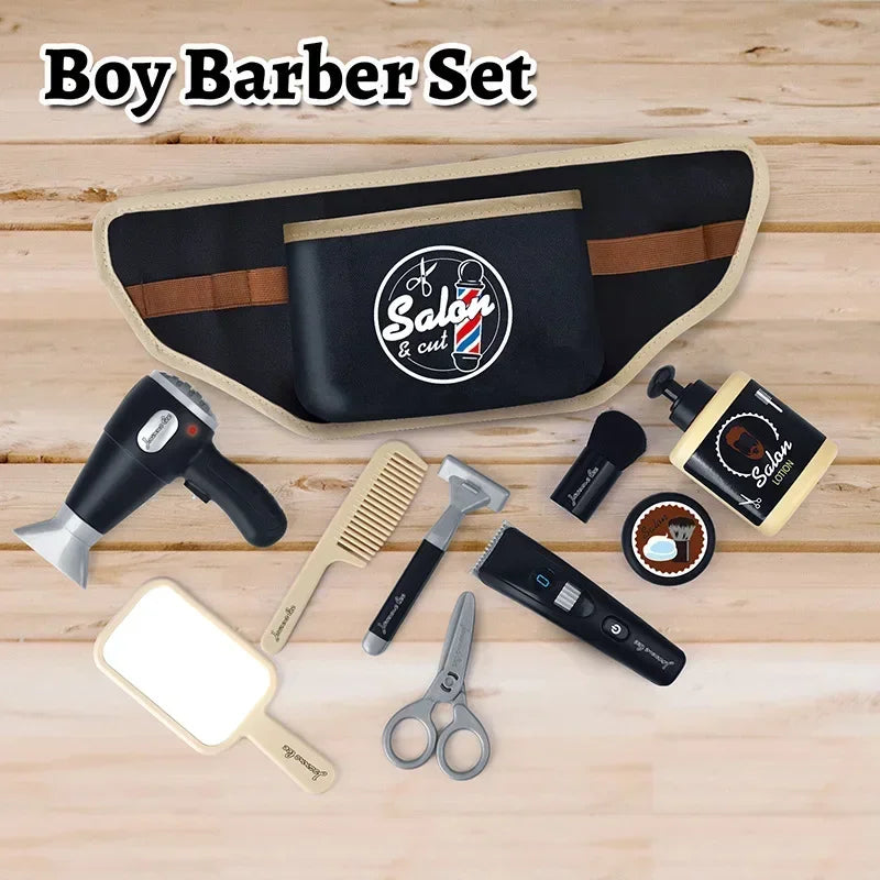 Kids Hair Styling Toys Pretend Hair Salon Shaving Set Pretend Play Fashion Makeup Set Toy for Birthday Party Dress Up Game Gift