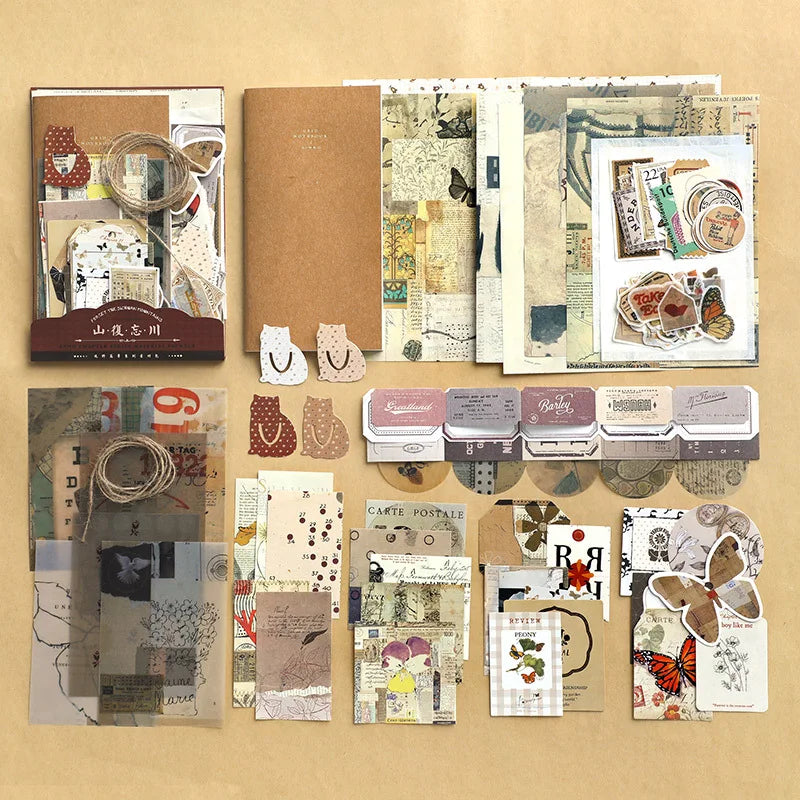 Vintage Scrapbooking Kit with Quote Stickers Gift Set