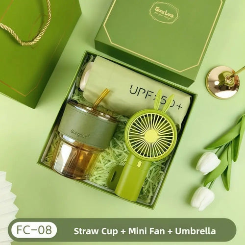 3 IN 1 Souvenir Gift Set Stylish Design Fan/Towel/Cup