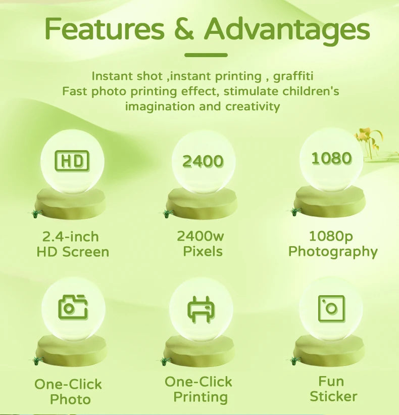 Birthday Gift Set Kids Photo Digital Camera Printer with Games Mini Digital Video Child Instant Print Camera Girl Boy Christmas