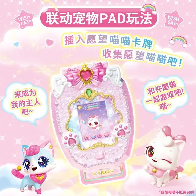 Wishful Meow Cat Toy Set For Little Girls Birthday Gift Pretend Play Heart Cat Dollhouse Accessories Complete Set