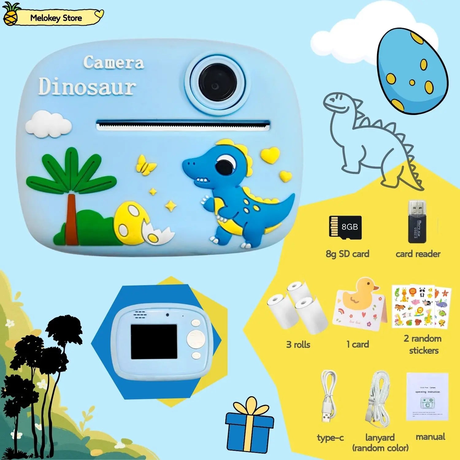 Birthday Gift Set Kids Photo Digital Camera Printer with Games Mini Digital Video Child Instant Print Camera Girl Boy Christmas
