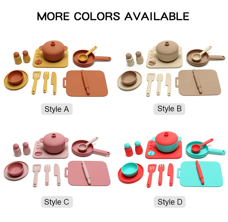 13 Pcs Set Silicone Cooking Play Set Toy Pretend Play Kitchen Tool Play Game Early Educational Toys for Toddlers Kids Gifts