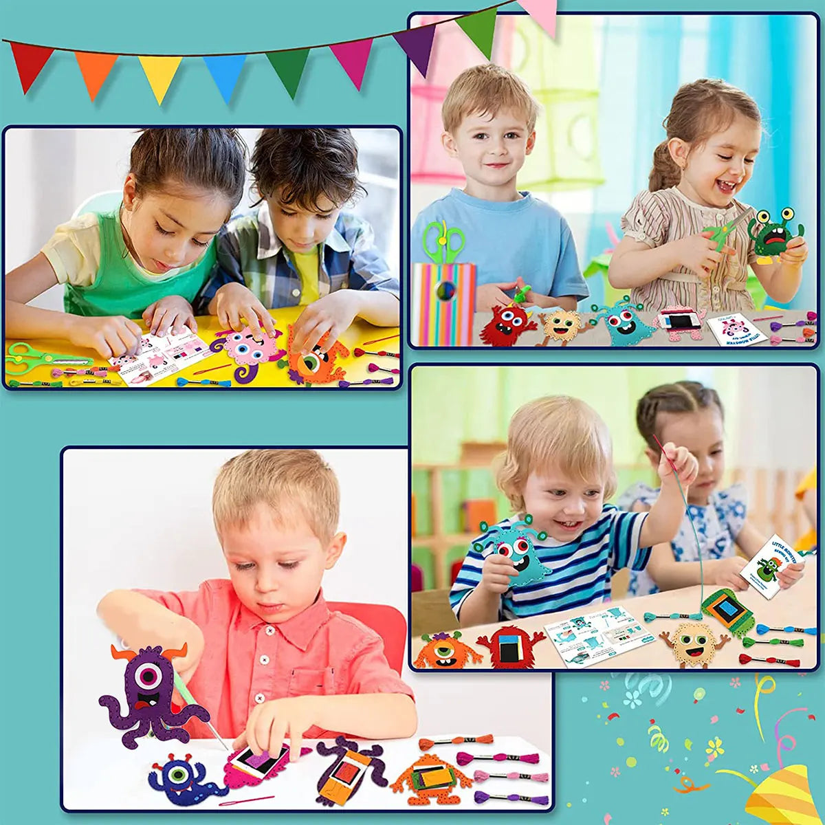 DIY Sewing Felt Set Little Monster Series Kids Educational Sewing Set Beginner Cute Felt Jewelry Kids Art Toys Birthday Gifts