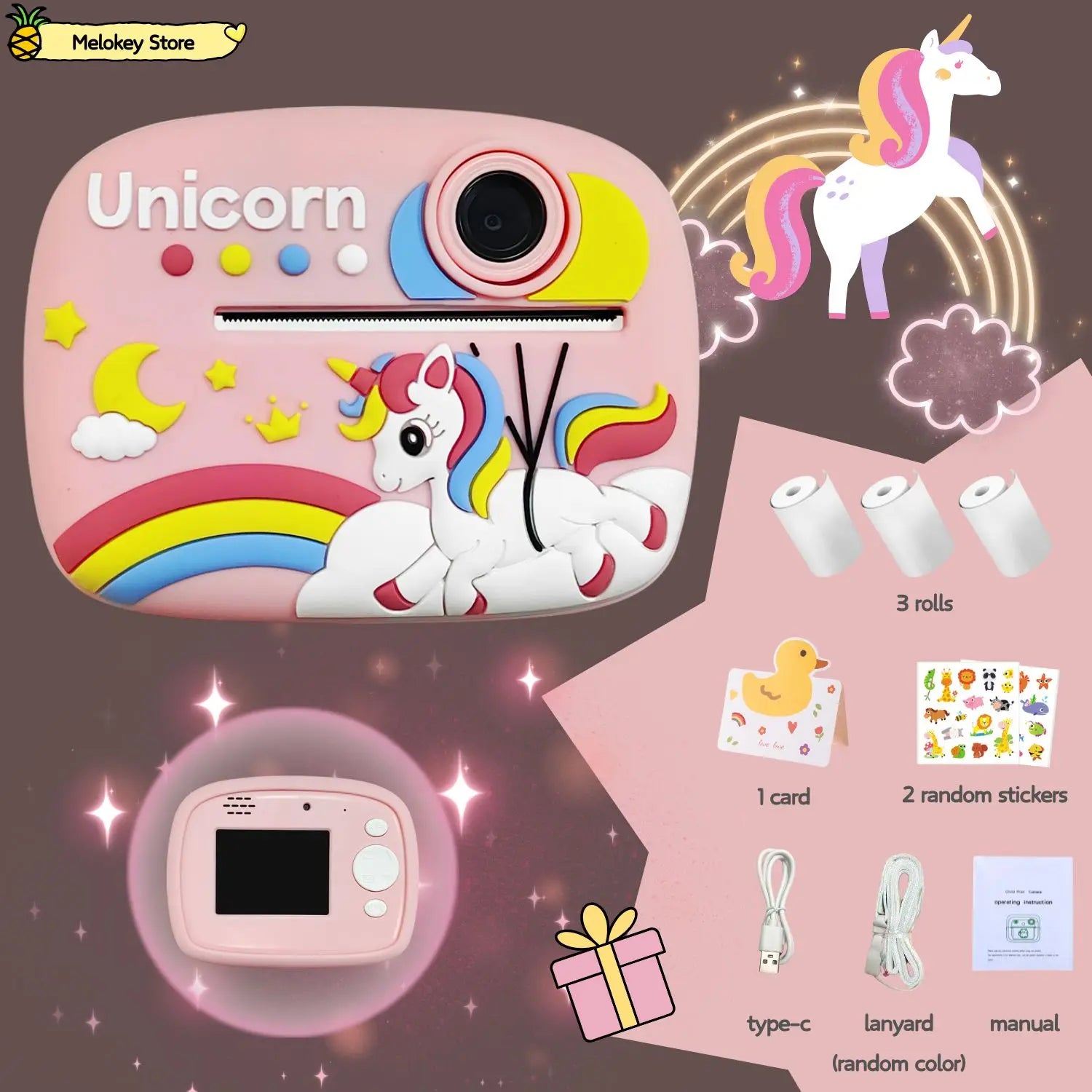 Birthday Gift Set Kids Photo Digital Camera Printer with Games Mini Digital Video Child Instant Print Camera Girl Boy Christmas