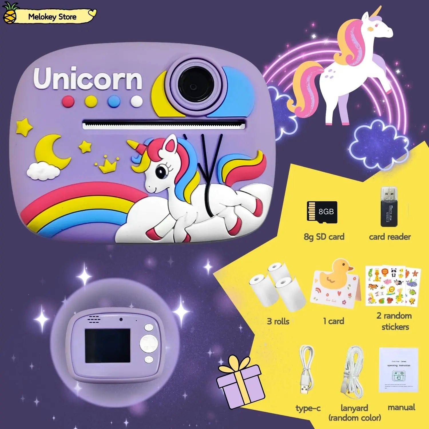 Birthday Gift Set Kids Photo Digital Camera Printer with Games Mini Digital Video Child Instant Print Camera Girl Boy Christmas