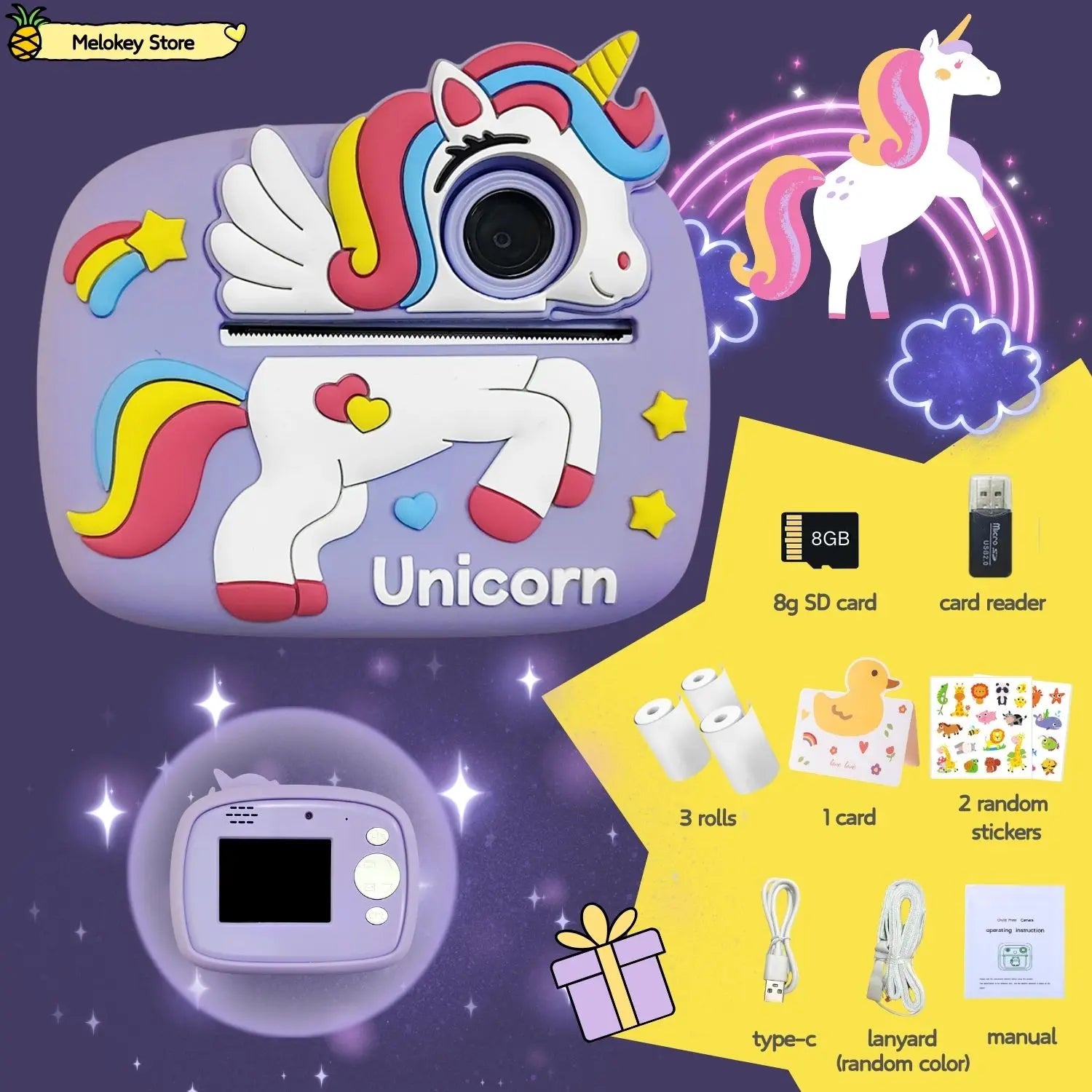 Birthday Gift Set Kids Photo Digital Camera Printer with Games Mini Digital Video Child Instant Print Camera Girl Boy Christmas