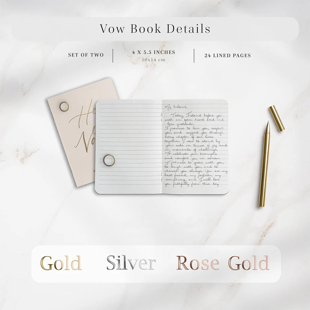Personalized Wedding Vow Books Her Vows His Vows Custom Wedding Vow Book with Name and/or Date Set of 2 Promises Books