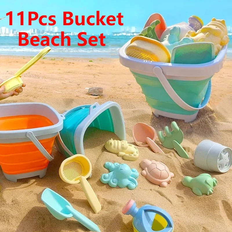 Kids Beach Sand Toys Set Beach Toys Sand Molds Beach Bucket Beach Shovel Tool Kit Sandbox Toys for Toddlers Outdoor Play Gift