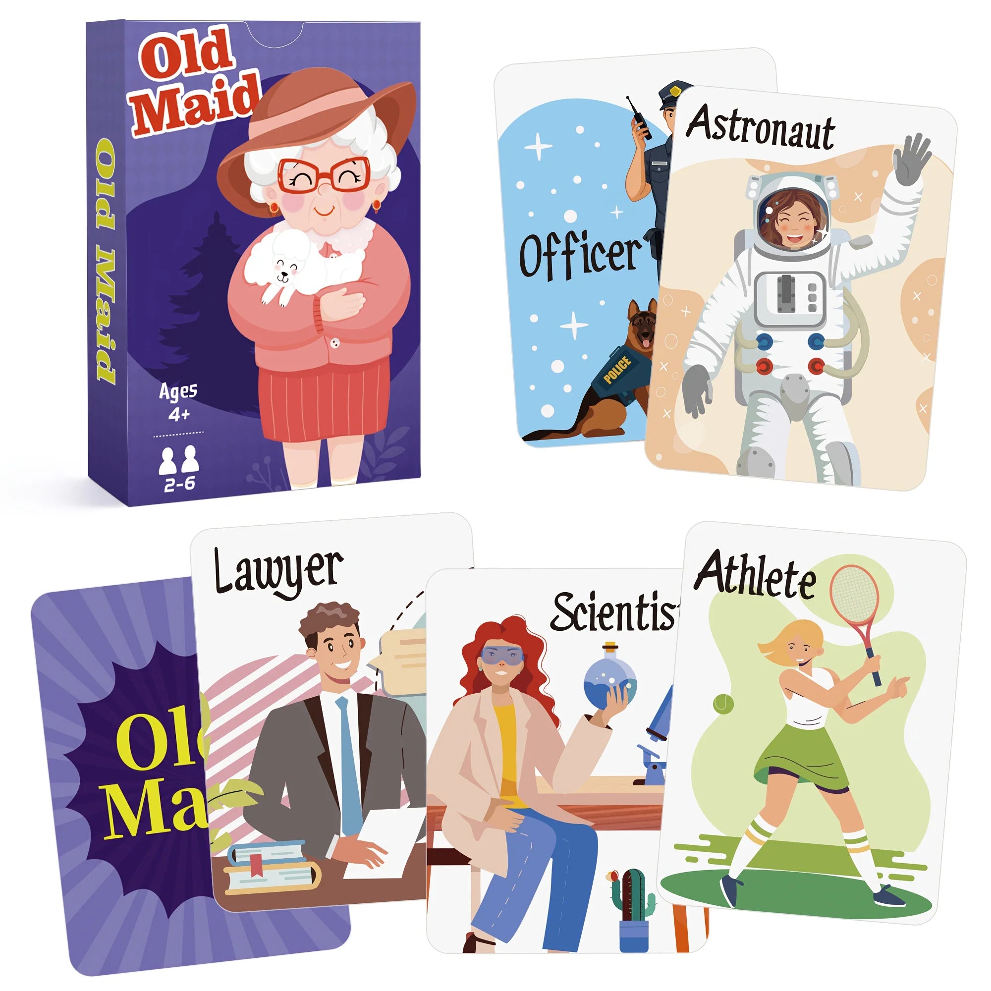 4 in 1  Kids Card Games: Go Fish, Old Maid, Memory Match, Slap Jack; Birthday Gifts for Boys and Girls Ages 4+; Educational Game