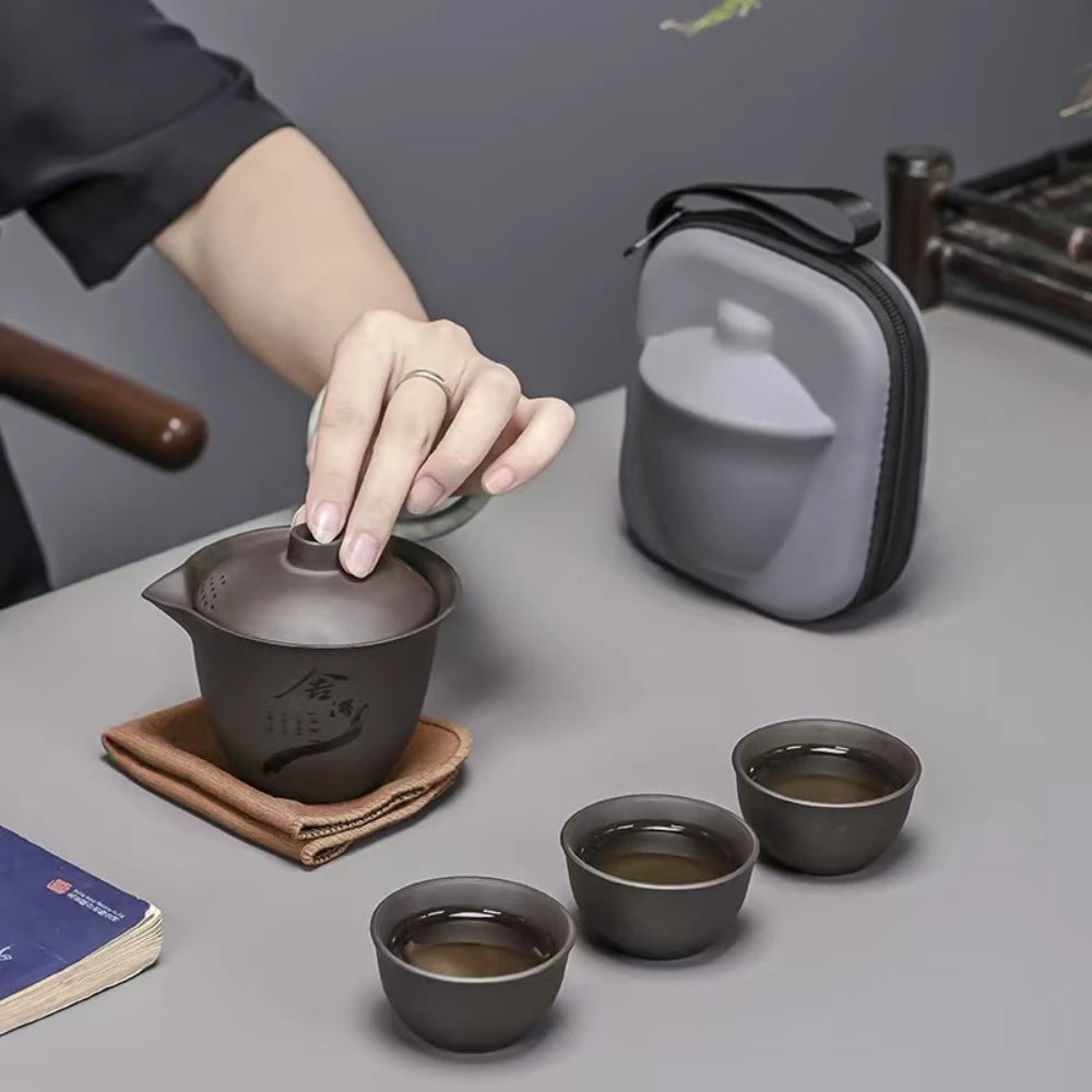 Ceramic Portable Traveling Tea Set